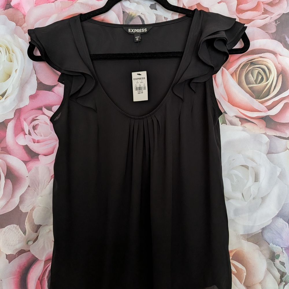Express Black Sleeveless Ruffle Top